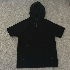 Short sleeve hoodie, scuba hood, pocket, drawstrings